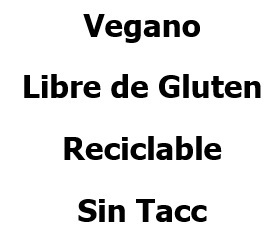 Vegano Libre Gluten reciclable Sin Tacc